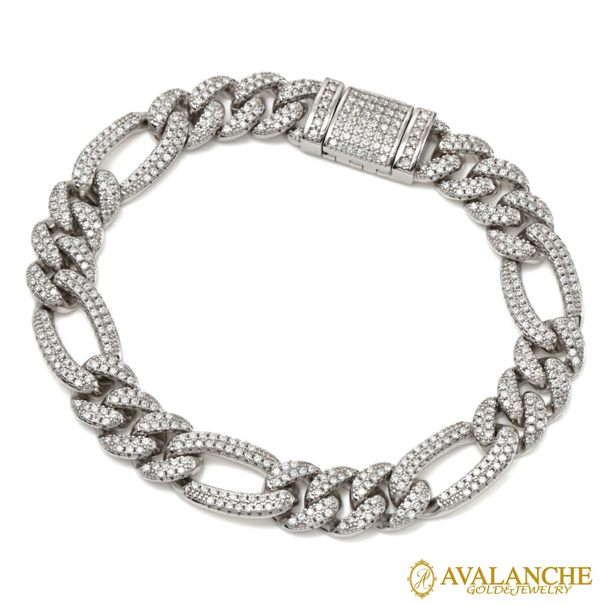 Other , Materials - モアサナイト シルバー フィガロブレスレット 幅10.2mm 19cm AB01671S-MSN