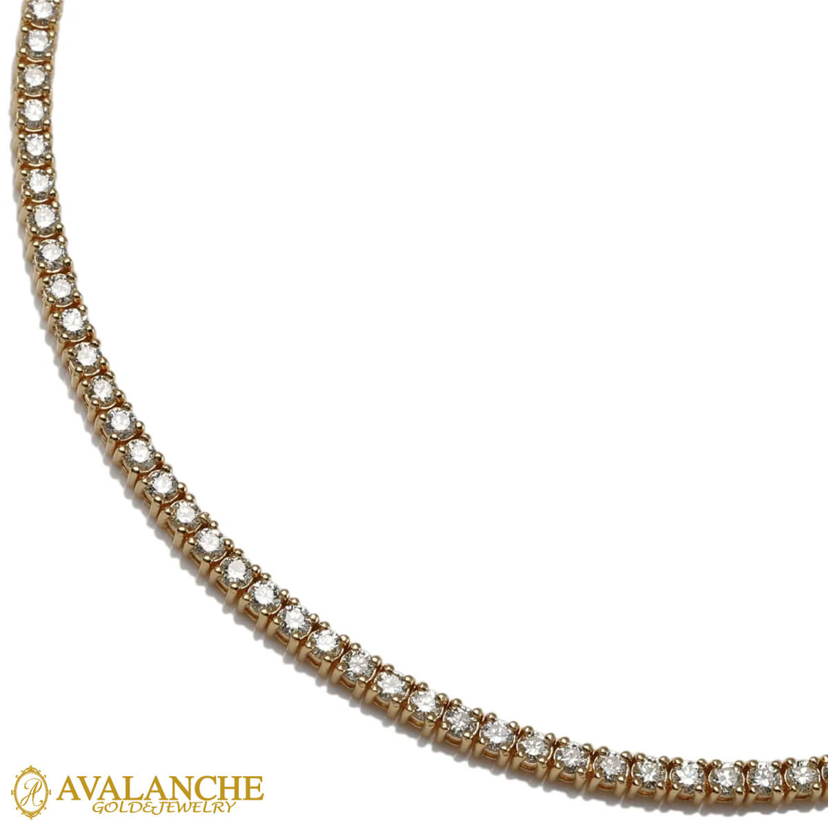 ダイヤモンド 14K イエローゴールド テニスネックレス 幅2.5mm 46cm ANK019251