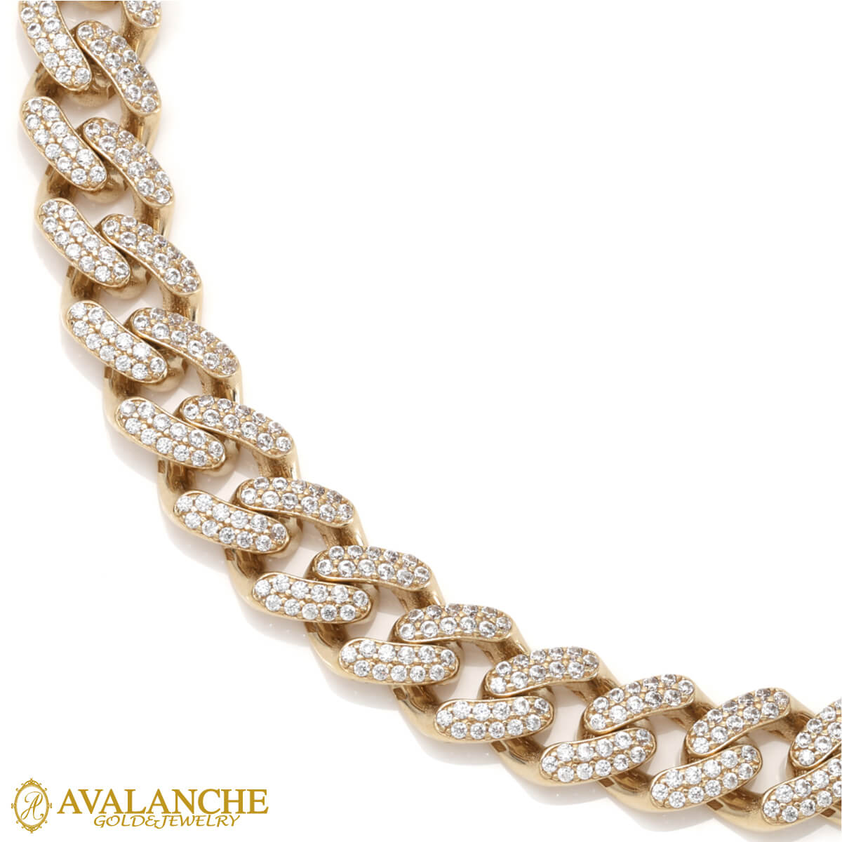 10K イエローゴールド マイアミネックレス 幅9mm 51cm CZMON4