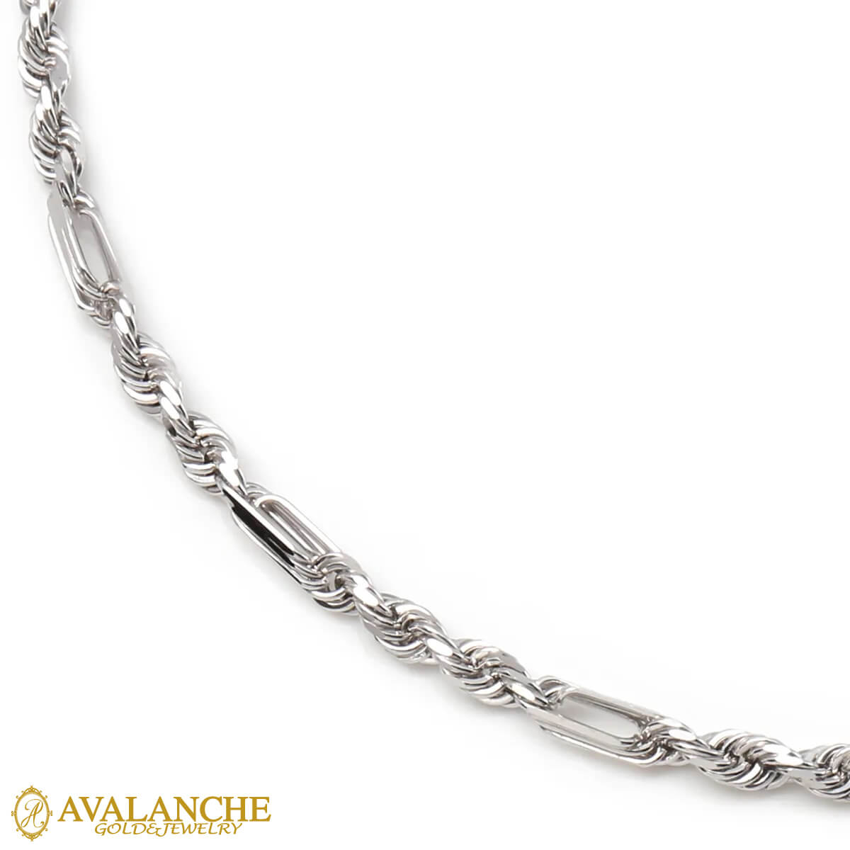 10K ホワイトゴールド フィガロープネックレス 幅3mm 45cm-55cm HKP0088