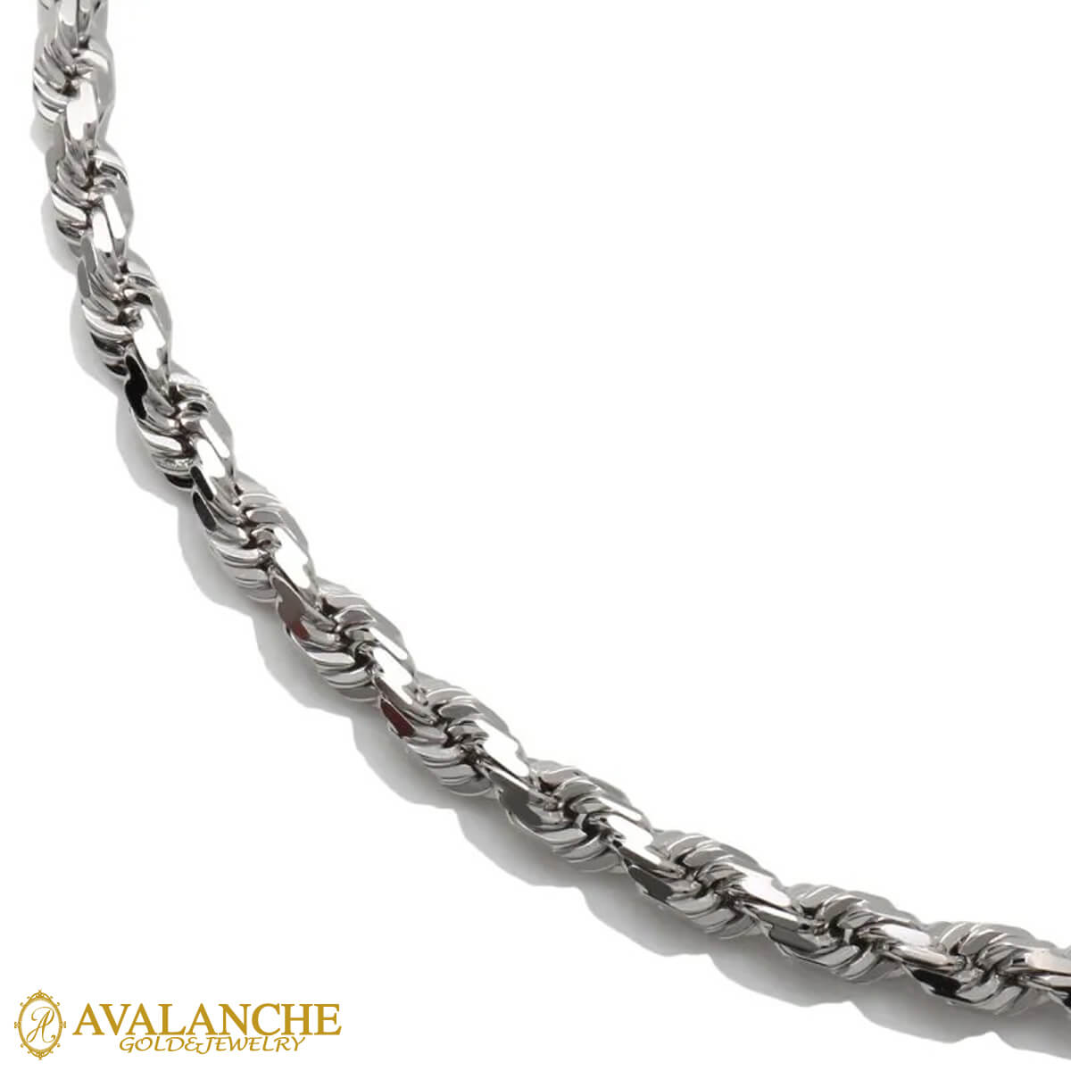 10K ホワイトゴールド ロープネックレス 幅3.5mm 45cm-60cm UKPH000006