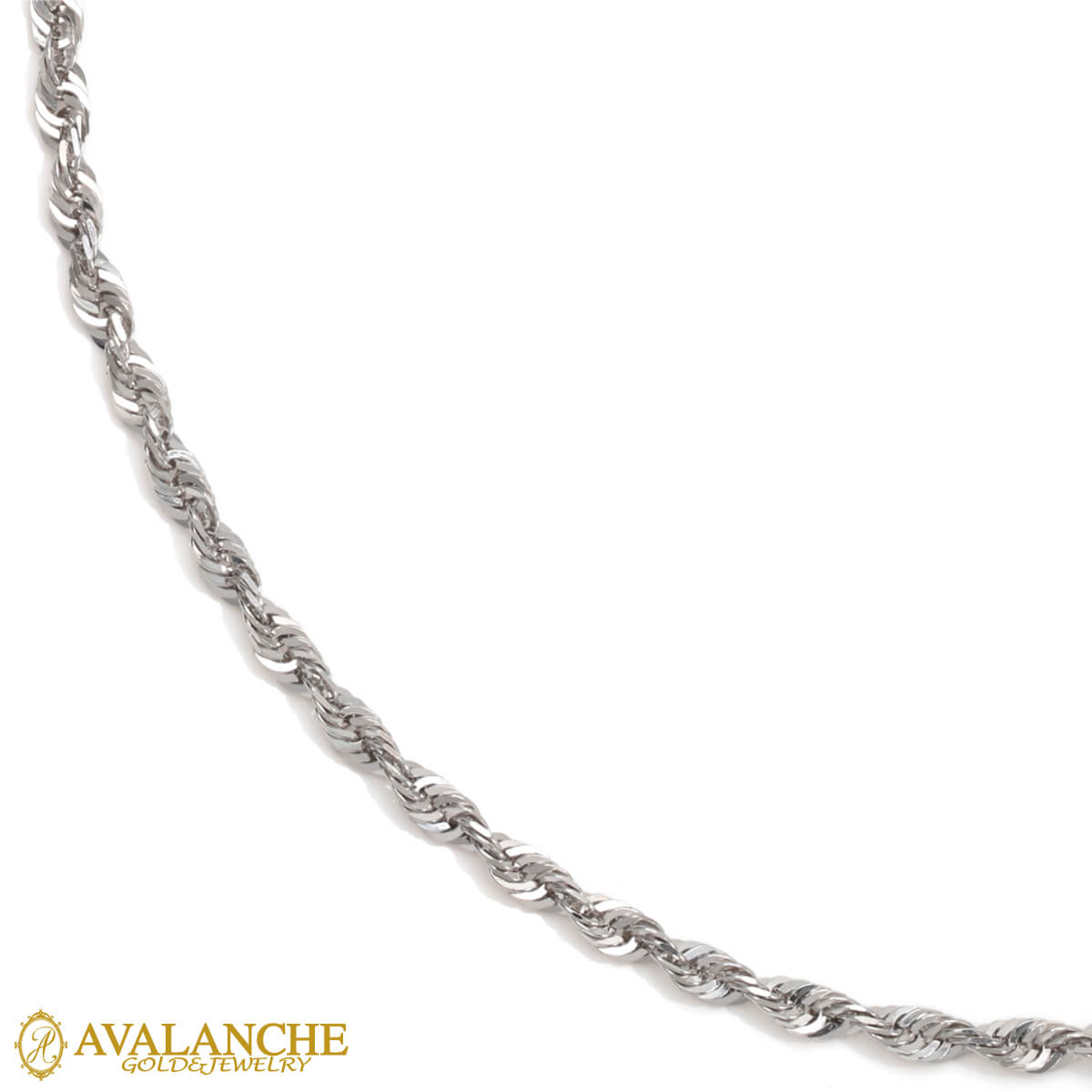 10K ホワイトゴールド ロープネックレス 幅2.2mm 44cm-50cm UKPH000003