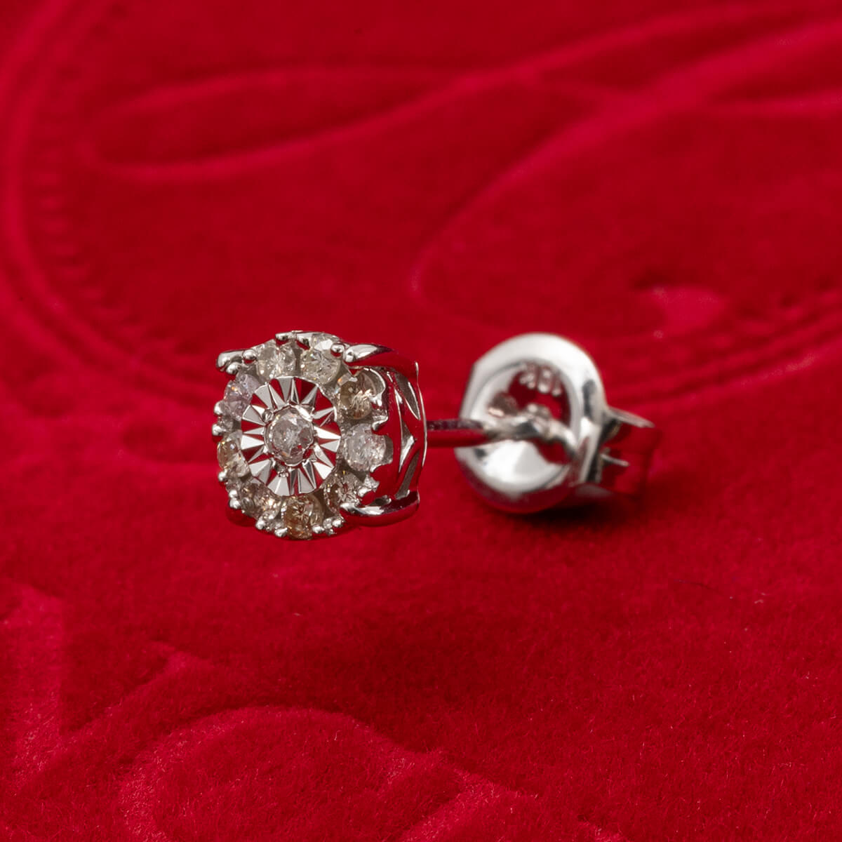 クリスマス限定ギフトセット ダイヤモンド 10K ホワイトゴールド ピアス 5mm E2427-10W