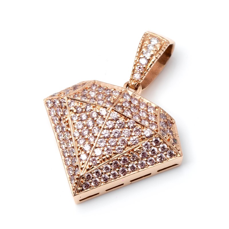 ダイヤモンド 14K ローズゴールド ペンダント ダイヤ型 PINK DIA