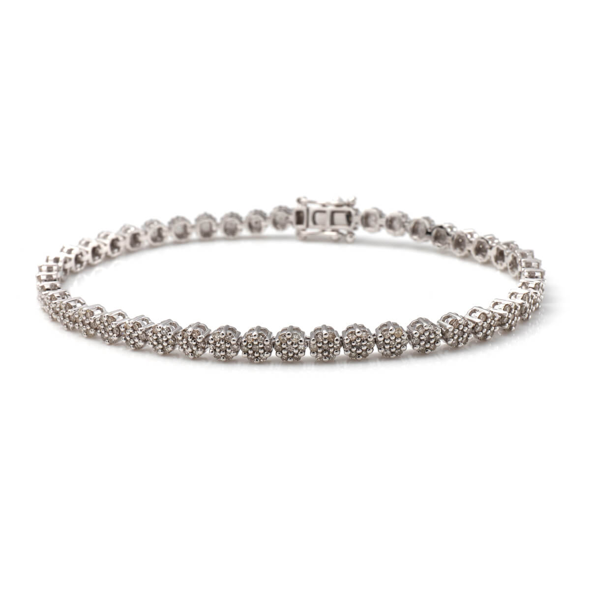 ダイヤモンド 10K ホワイトゴールド ブレスレット 幅3.8mm 17cm A1225836-WG