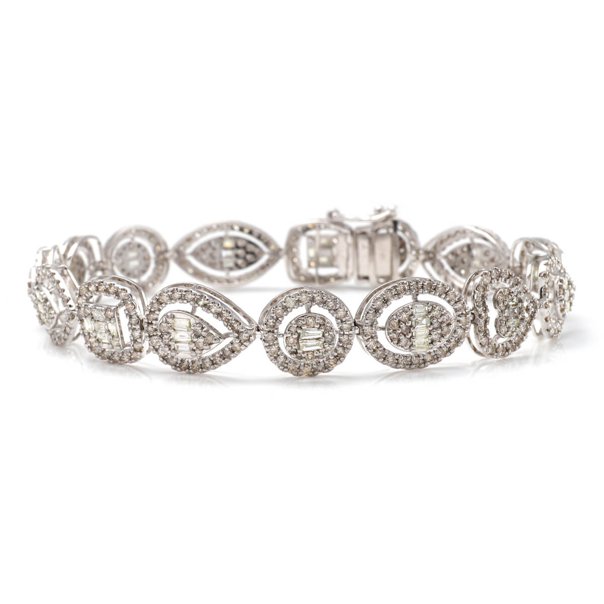 White Gold - ダイヤモンド 18K ホワイトゴールド ブレスレット 幅10mm 17cm ABL-V2966