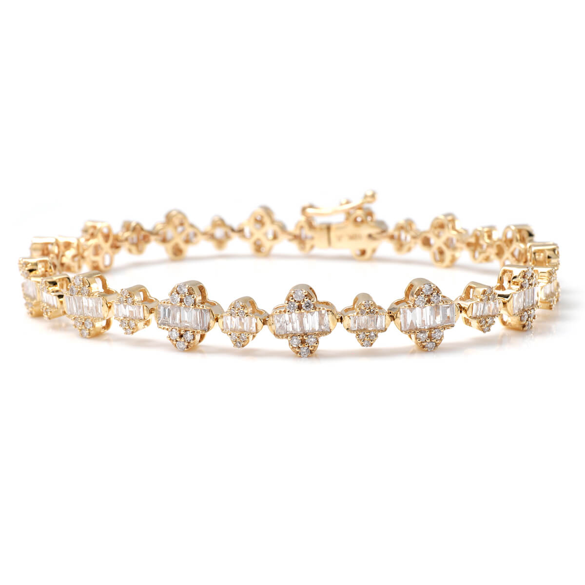 ダイヤモンド 10K イエローゴールド ブレスレット 幅7.5mm 18cm A1232073-YG