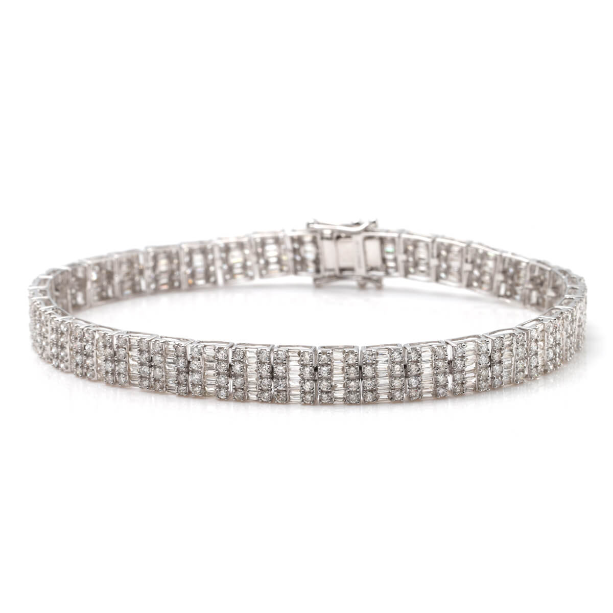 乐天商城 - ダイヤモンド 18K ホワイトゴールド ブレスレット 幅6.5mm 18cm ABL-V2885