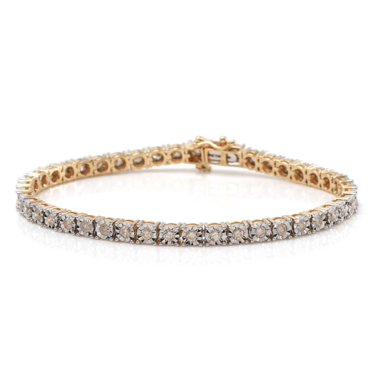 乐天商城 - ダイヤモンド 10K イエローゴールド テニスブレスレット 幅4mm 18cm ADPDV9110