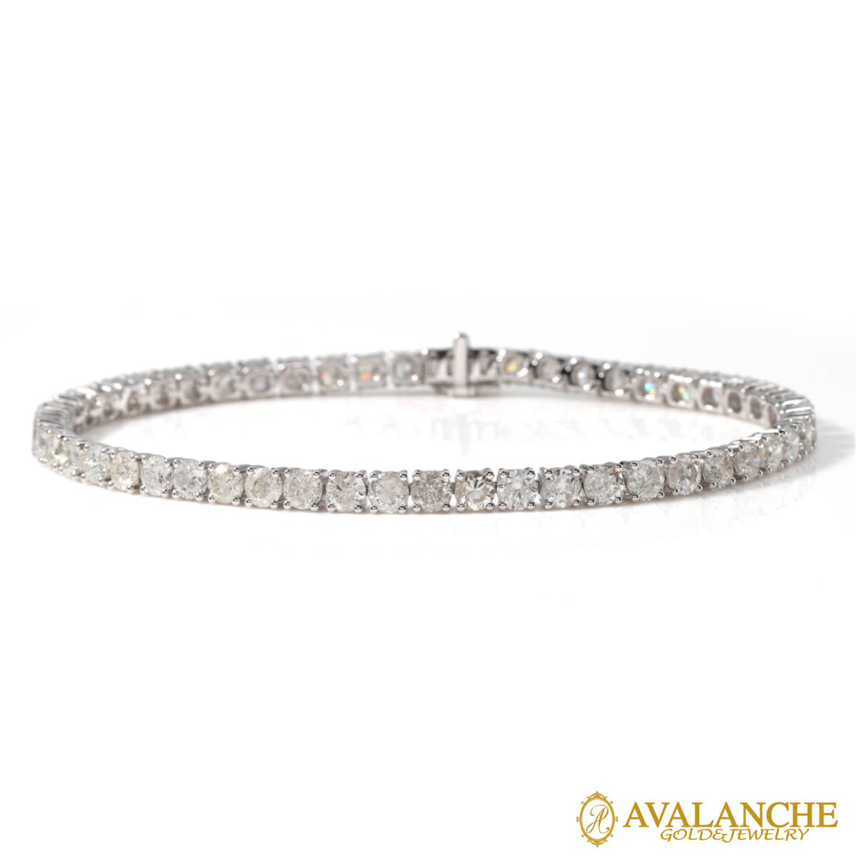 ダイヤモンド 14K ホワイトゴールド テニスブレスレット 幅3.3mm 17.5cm B19483C-14KW