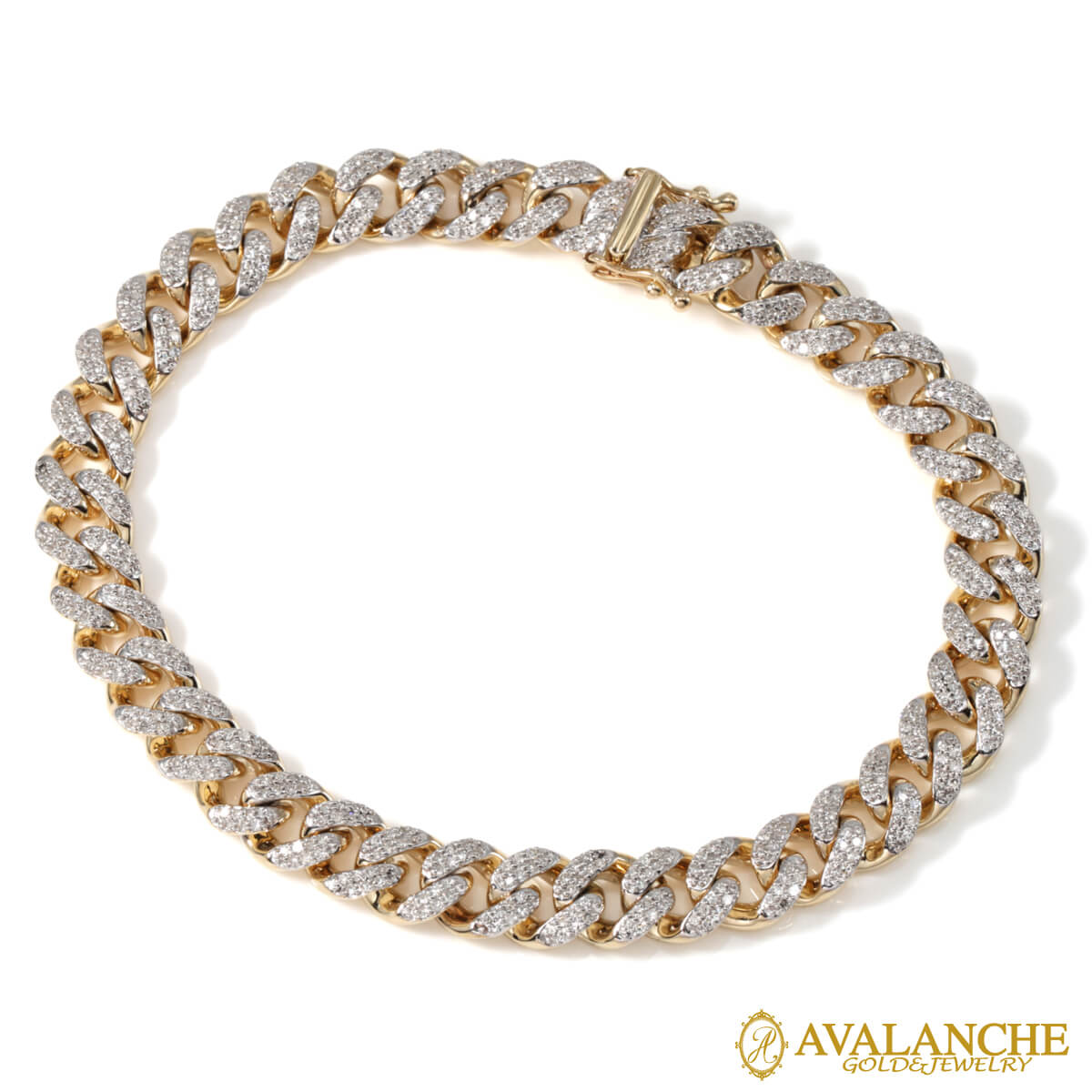 ダイヤモンド 10K イエローゴールド マイアミブレスレット 幅7.2mm 19cm-20cmAJL-1810189-YG