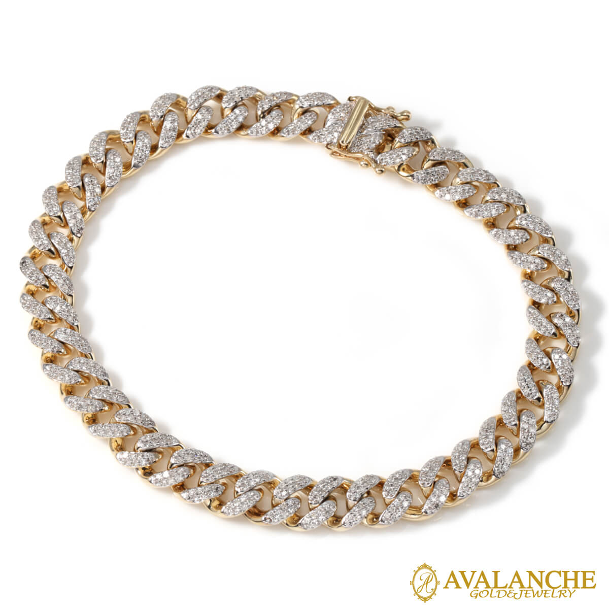 乐天商城 - ダイヤモンド 10K イエローゴールド マイアミブレスレット 幅7.2mm 19cm-20cmAJL-1810189-YG