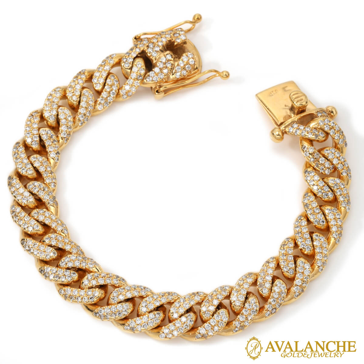 乐天商城 - ダイヤモンド 10K イエローゴールド マイアミブレスレット 幅13mm 21cmKC-1031740