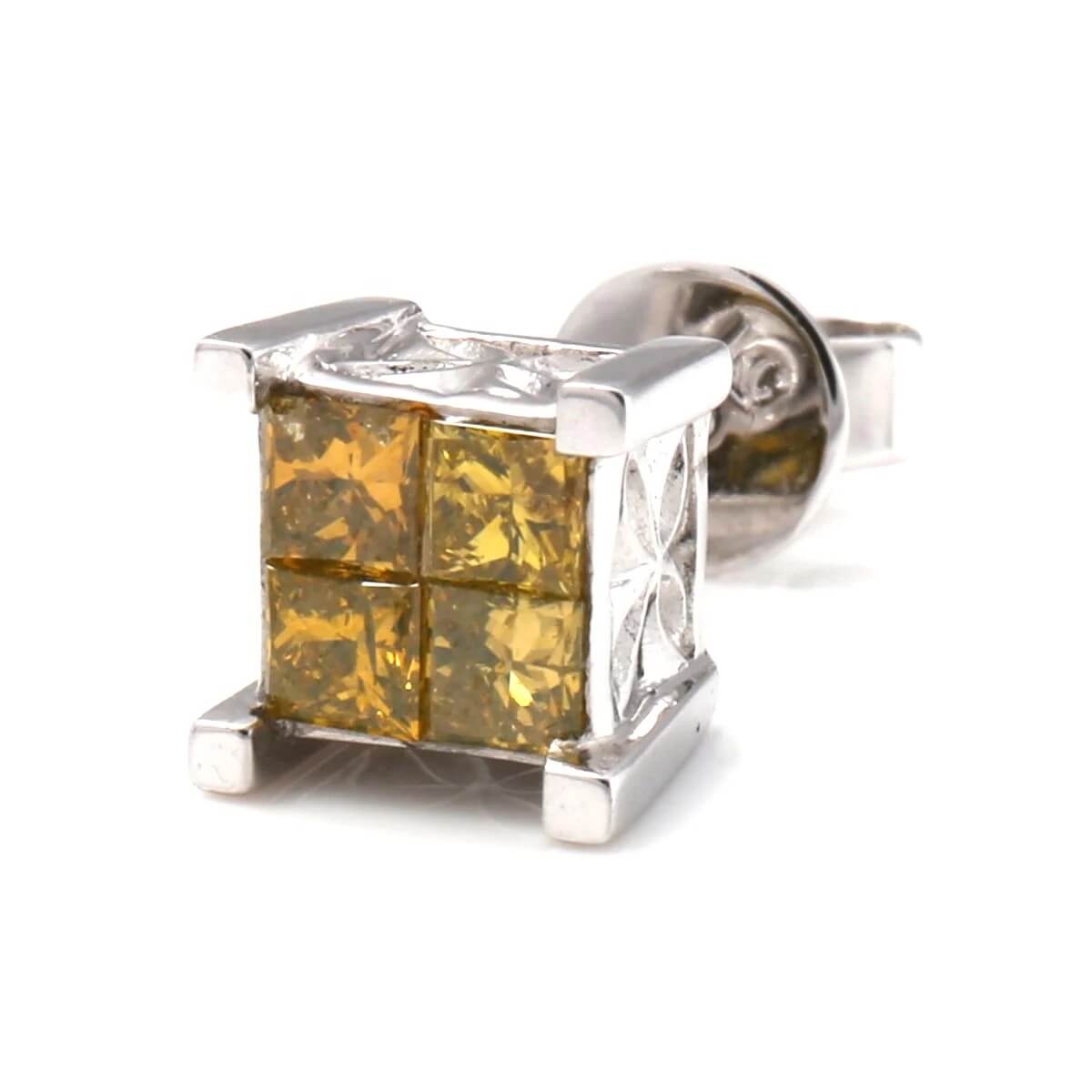 乐天商城 - ダイヤモンド 14K ホワイトゴールド ピアス 6.5mm YELD4X4-L