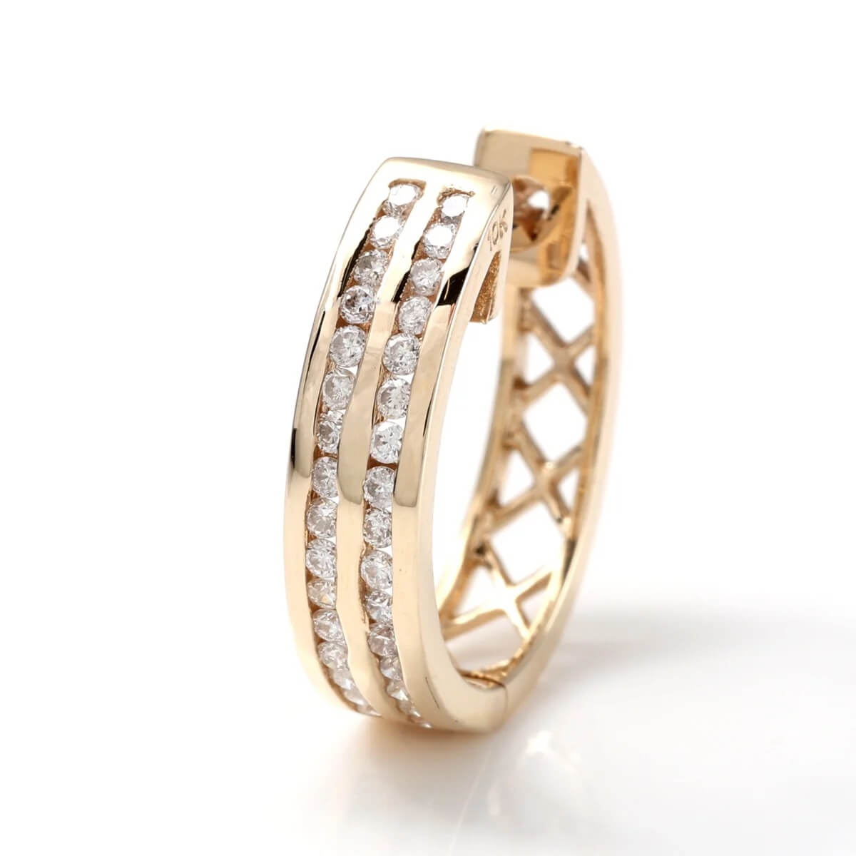 ダイヤモンド 10K イエローゴールド ピアス 16.5mm E1117R-10Y