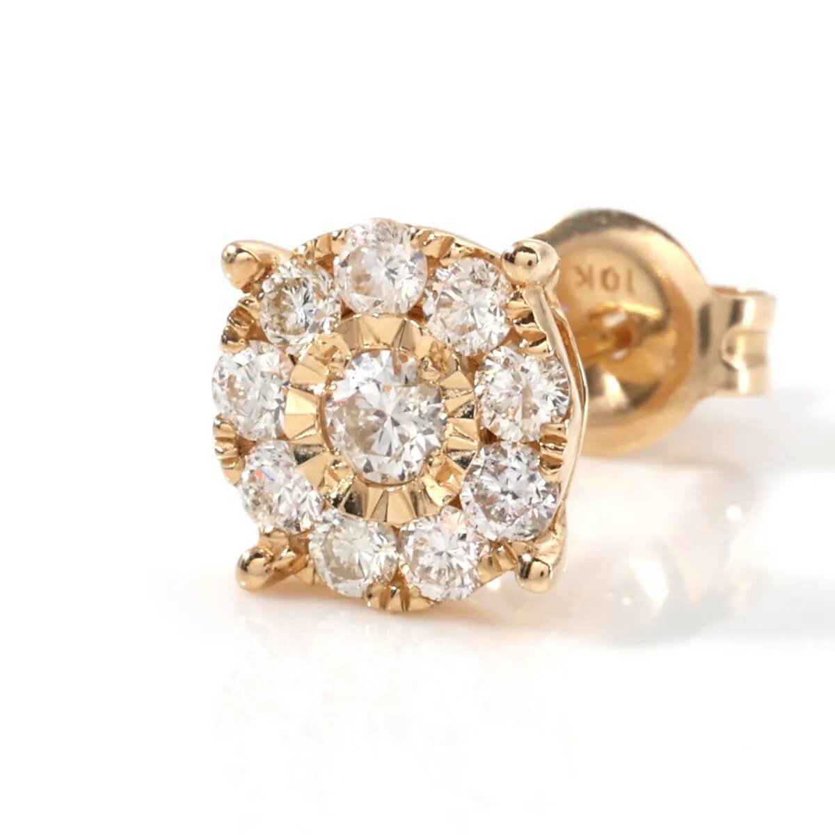 ダイヤモンド 10K イエローゴールド ピアス 7mm E15964-10KY