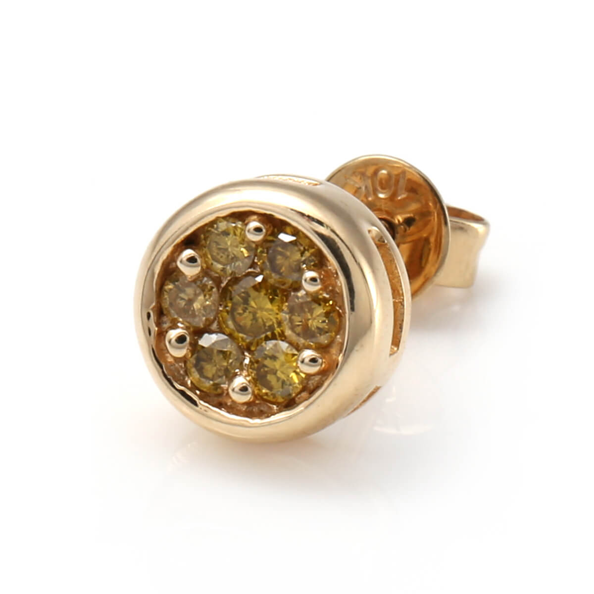 乐天商城 - ダイヤモンド 14K イエローゴールド ピアス 7mm E0121