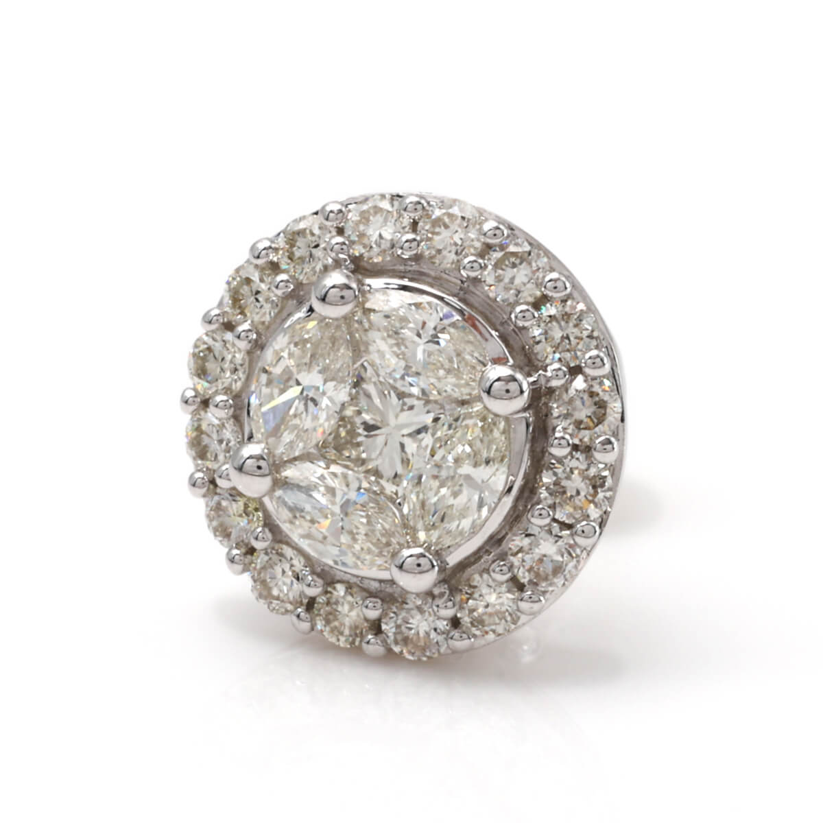 ダイヤモンド 18K ホワイトゴールド ピアス 11mm AJOE-V6627