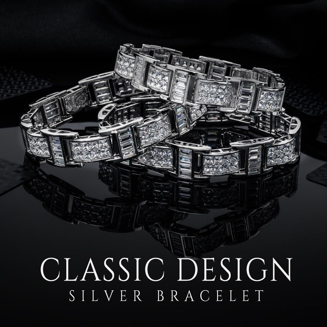 乐天商城 - シルバー ブレスレット 幅13mm 19cm RGB011