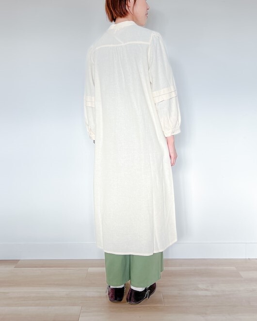 keitto ケイット お花刺繍入り袖タックワンピース お花 刺繍 袖タック ワンピース カジュアル おしゃれワンピース キナリ グレーブルー ライトグリーン M 春 夏 レーヨン 綿 女性ワンピース レディースワンピース春 カジュアルワンピース おしゃれ ワンピース春物