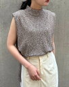 アンジェム &g'aime MIXカラー チュニック ニット アイボリー ブラック ブラウン F フリー トップス 綿 ポリエステル ナイロン サイドスリット ゆったり 柔らかい ノースリーブ おしゃれ かわいい 春 夏 カジュアル