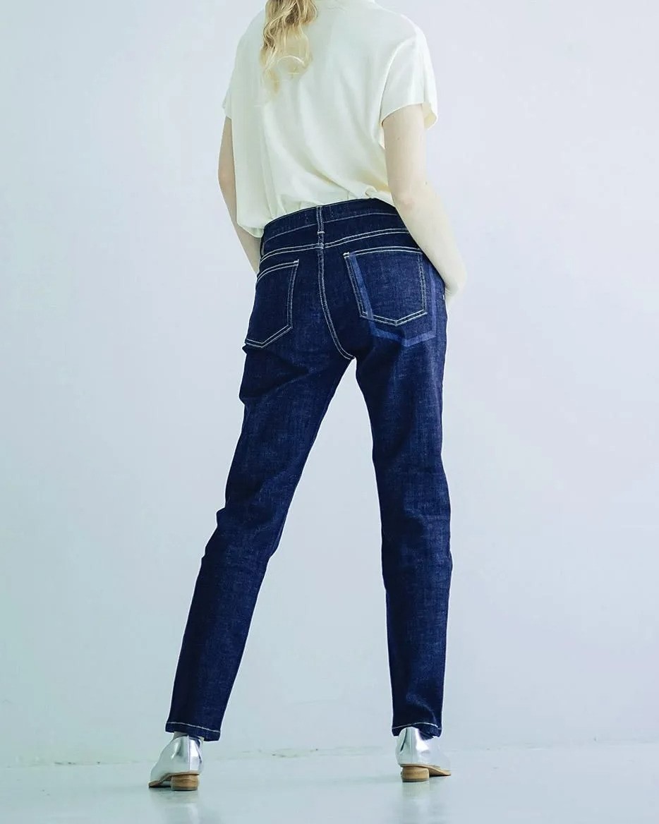 インディマーク INDIMARK ニュー ボーイフレンド デニム インディゴ M L ボトムス 綿 ポリウレタン ストレッチ素材 ウエスト裏面ゴム ストレスフリー オールシーズン 定番 カジュアル