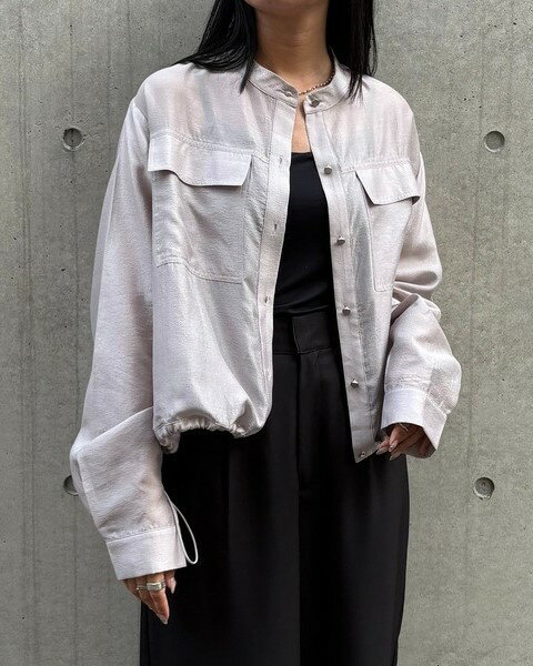 アンジェム &g'aime シャーリング シアー シャツ ライトグレー ブラック ライトグリーン F フリー トッ..