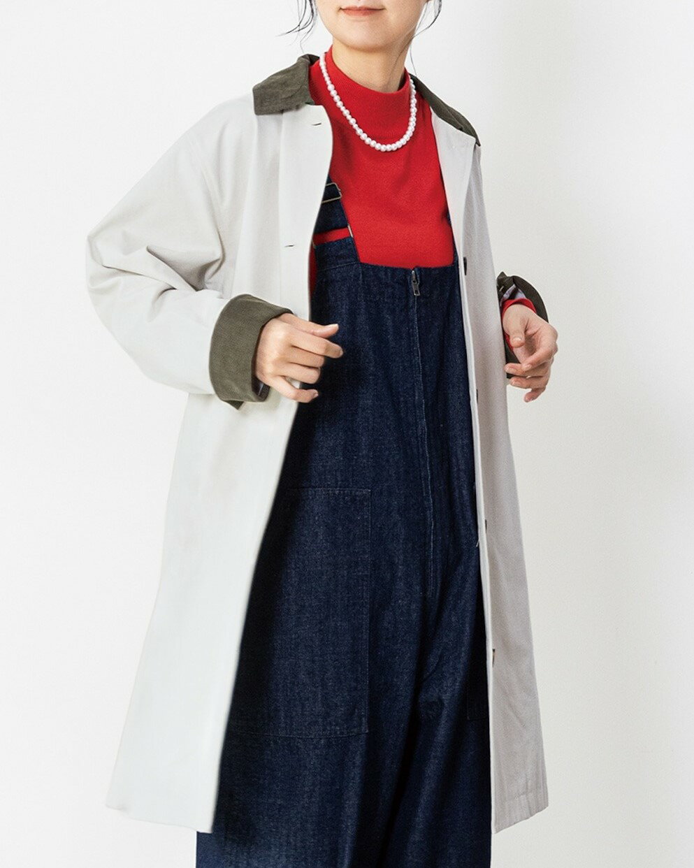 ノースオブジェクト north object ノーザントラック NORTHENTRUCK 異素材づかい ステンカラー ジャケット ライトグレー ブラック ベージュ M アウター 綿 ポリエステル キャンバス地 コート おしゃれ かわいい 秋 冬 カジュアル 長袖