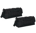 サバゲー バッグ 2個 セット MOLLE モール システム ブラック カーキ ブラウン サイド ポーチ バック パック KRB026 (ブラック)