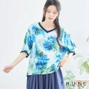 ブラウス チュニック トップス 半袖 五分袖 綿 コットン Vネック シャツ 婦人服 ふつう 大人可愛い 春 夏 M L 30代 40代 50代 60代 普段着 通勤 旅行 おしゃれ かわいい カジュアル 即日発送 メール便 送料無料 チュニック318 TRUBE N13-229