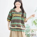 ブラウス チュニック トップス 半袖 五分袖 綿100% Vネック シャツ 婦人服 大人可愛い 春 夏 M L 30代 40代 50代 60代 普段着 通勤 旅行 おしゃれ かわいい カジュアル 即日発送 メール便 送料無料 チュニック321 TRUBE N13-231