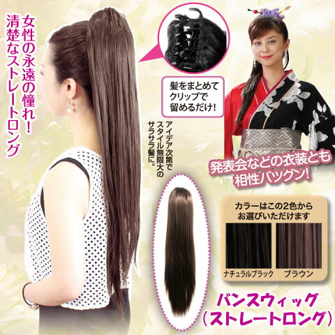 【雑貨】バンスウィッグ（ストレートロング） Z0294▼ヘアケア ウィッグ ヘアウィッグ　耐熱ファイバー つけ毛 エクステ ステージ