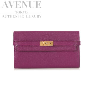 【未使用・新古品】エルメス アネモネ シェーブル ケリーウォレット ゴールド金具 HERMES ANEMONE CHEVRE KELLY WALLET GOLD HARDWARE【海外直輸入中古品】【中古】