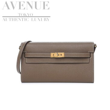 【ほぼ新品】エルメス エプソン ケリーウォレット トゥーゴー エトゥープ エトープ ゴールド金具 HERMES EPSOM KELLY WALLET TO GO ETOUPE GOLD【海外直輸入中古品】【中古】