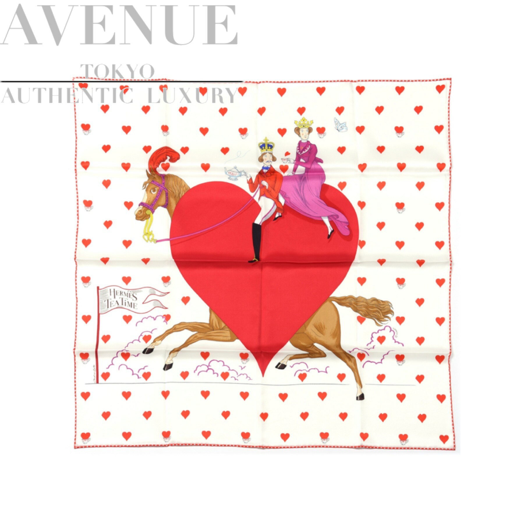 ڿ̤ѡۥ᥹ 륯 ƥ  70 ۥ磻 եܥ 롼 HERMES SILK TEA TIME SCARF 70 WHITE FRAMBOISE ROUGE