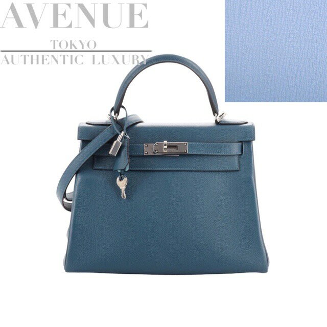 yVigpzGX P[28 D F\ RF[ u[[tB[ G@[J[ Go[J[ Vo[ HERMES KELLY RETOURNE 28 VERSO COLVERT BLEU ZEPHYR EVERCOLOR SILVER HARDWARE