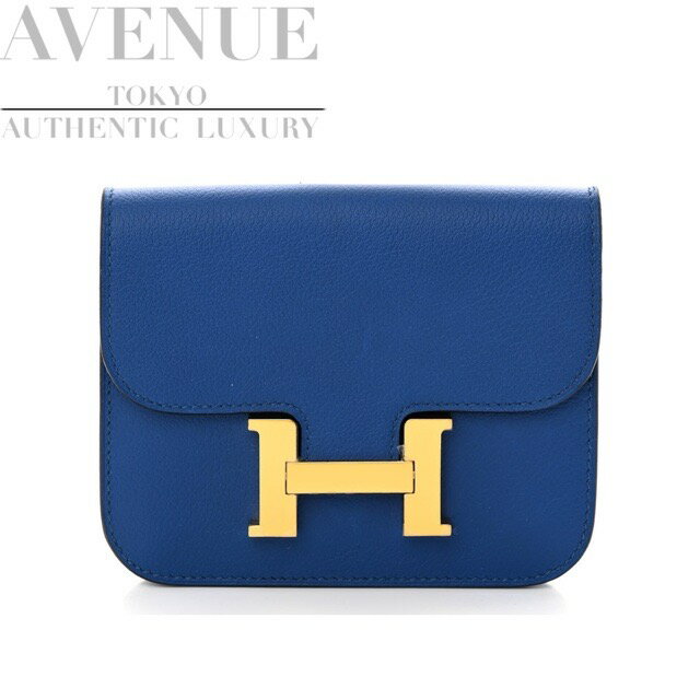 【大変美品】2022年製 エルメス コンスタンス スリム ウォレット ブルーフランス エヴァーカラー エバーカラー ゴールド金具 折り財布 HERMES CONSTANCE SLIM WALLET BLEU FRANCE EVERCOLOR GOLD HARDWARE【中古】のサムネイル