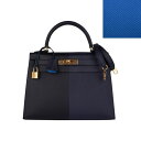 エルメス ケリー28 カザック ブルーインディゴ ブラック ブルーフリーダ エプソン ゴールド金具 HERMES KELLY SELLIER 28 CASAQU...