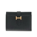 エルメス ベアン コンビネ ミニウォレット ブラック シェーブル ゴールド金具 三つ折り財布 HERMES BEARN COMBINE TRI-FOLD WAL...