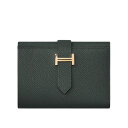 エルメス ベアン コンビネ ミニウォレット ヴェールフォンセ エプソン ゴールド金具 三つ折り財布 HERMES BEARN COMBINE TRI-FOLD ...