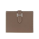 エルメス ベアン コンパクトウォレット エトゥープ エプソン シルバー金具 折り財布 HERMES BEARN COMPACT WALLET ETOUPE EP...