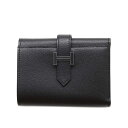 モノクローム エルメス ベアン コンビネ ミニウォレット ブラック マダム ブラック金具 三つ折り財布 HERMES BEARN COMBINE TRI-FOL...
