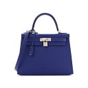 エルメス ケリー28 外縫い ブルーエレクトリック エプソン マットシルバー金具 HERMES KELLY SELLIER 28 BLEU ELECTRIC E...