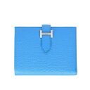 エルメス ベアン コンパクトウォレット ブルーザンジバル シェーブル シルバー金具 折り財布 HERMES BEARN COMPACT WALLET BLEU ...