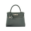 エルメス ケリー28 内縫い ヴェールアマンド トゴ シルバー金具 HERMES KELLY RETOURNE 28 VERT AMANDE TOGO SILV...