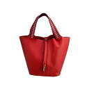 エルメス ピコタンロックMM トレサージュ・ドゥ・キュイール ルージュクー ブルーノール ルージュアッシュ エプソン シルバー金具 HERMES PICOTIN LOCK 22 TRESSAGE DE CUIR ROUGE DE COEUR BLEU DU NORD ROUGE H EPSOM SILVER HARDWARE【中古】
