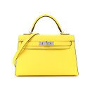 エルメス ミニケリー ケリーミニ2 ミニドゥ 外縫い ジョーヌシトロン エプソン シルバー金具 HERMES KELLY MINI 2 SELLIER 20 JAUNE CITRON EPSOM SILVER HARDWARE