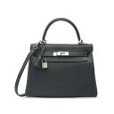 エルメス ケリー28 内縫い ブラック トゴ シルバー金具 HERMES KELLY RETOURNE 28 BLACK TOGO SILVER HARDWAR...