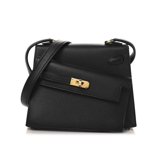 エルメス ケリー20 無秩序 外縫い ブラック エプソン ゴールド金具 HERMES KELLY EN DESORDRE SILLIER ..