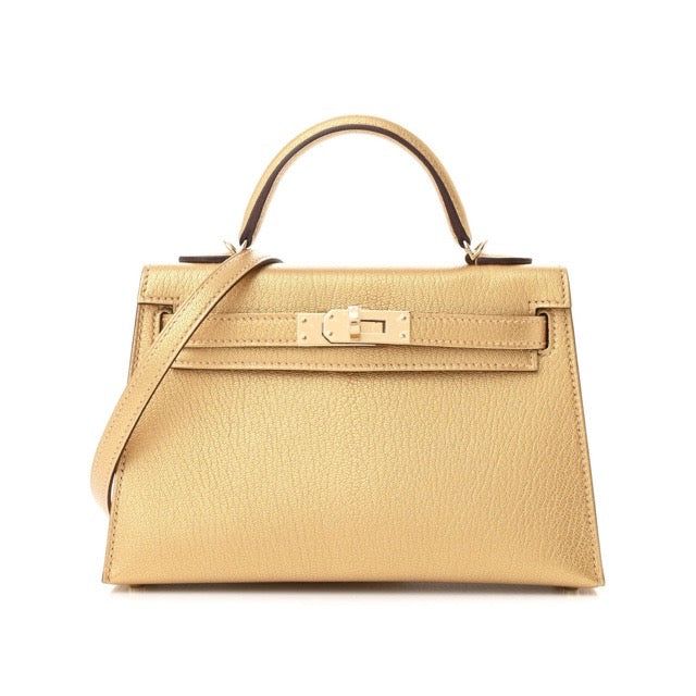 エルメス ミニケリー ケリーミニ2 ミニドゥ 外縫い ドレ メタリックゴールド シェーブル シャムキラ パ..